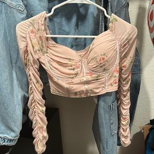 Pink and floral crop top